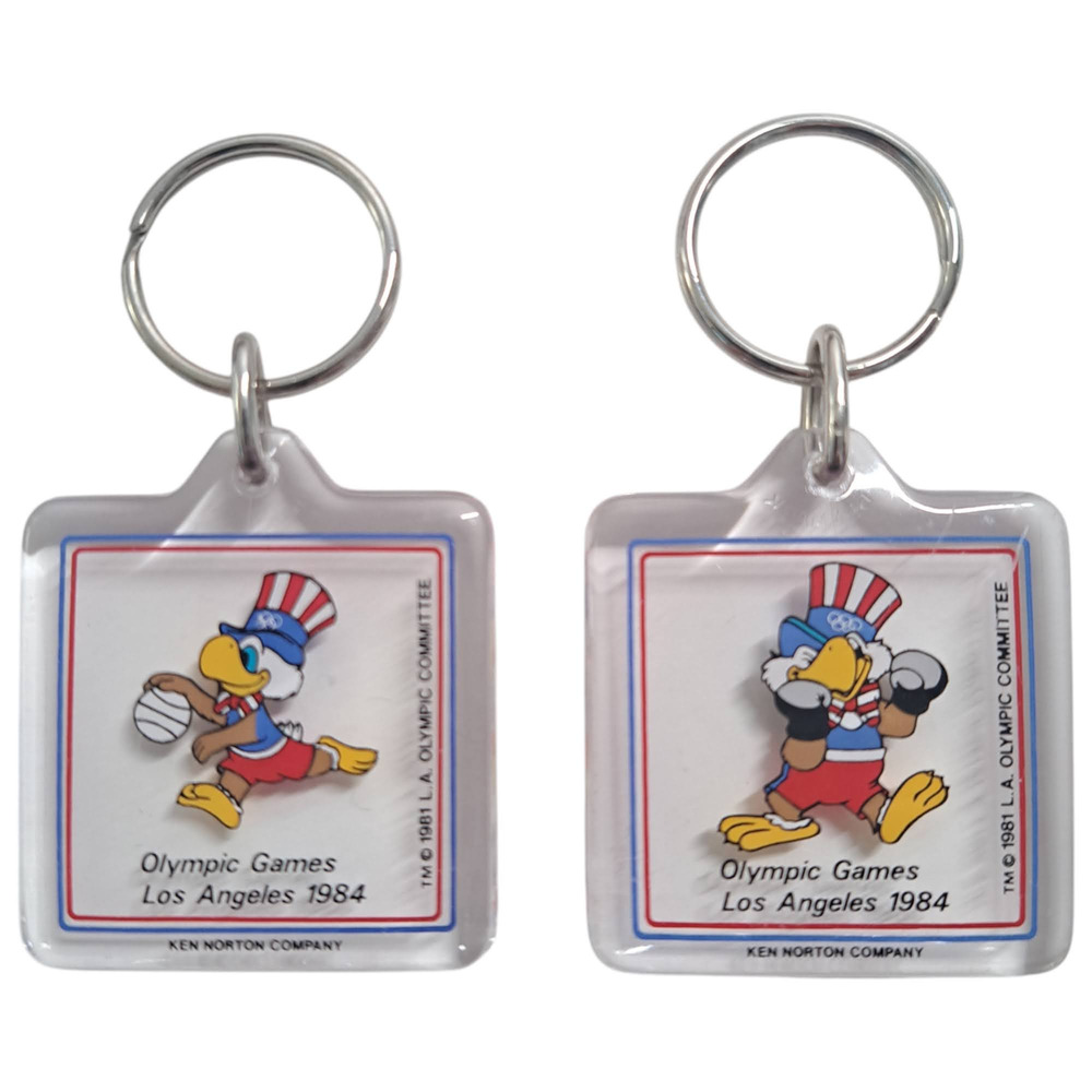 Los Angeles Olympics 1984 Olympiad Keychain Sam The Eagle Vintage LOT of (2)